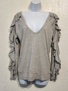 Chaser Long Sleeve Ruffle Raglan Pullover NWOT Sz Medium